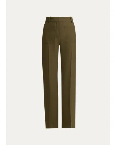 Victoria Beckham Alina Patch Pocket Wide-leg Trousers In Marsh Green