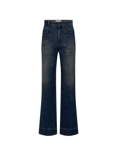 Victoria Beckham Alina Patchwork-pocket Jeans In Blue