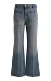 Victoria Beckham Alina Rigid Cropped Kick-flare Jeans In Blue