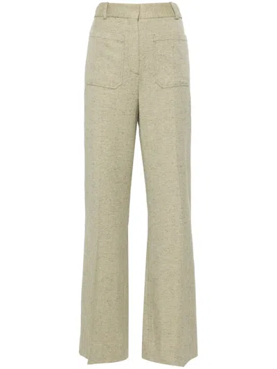 Victoria Beckham Alina Wool Blend Pants In Green
