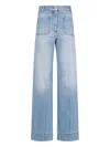 Victoria Beckham Straight Trousers With Belt Loops And Pockets In Light Blue