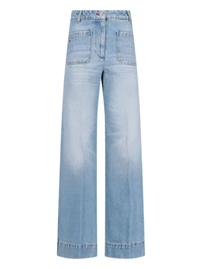 Victoria Beckham Alina Straight Jeans In Pale Blue Wash