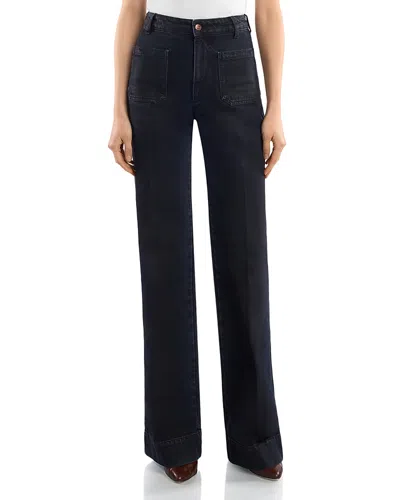 Victoria Beckham Alina Logo-embroidered High-rise Flared Jeans In Black