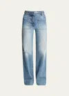 Victoria Beckham Alina Straight-leg Jeans In Worn Blue Wash