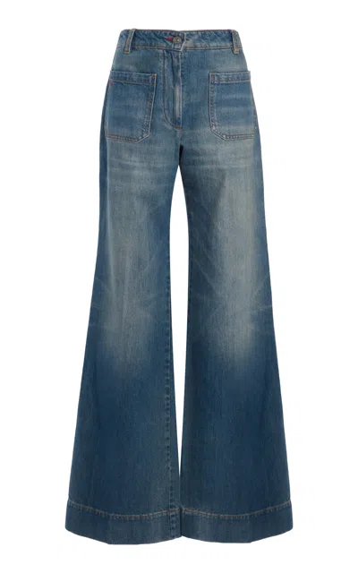 Victoria Beckham Alina Stretch High Rise Straight Leg Jeans In Medium Wash