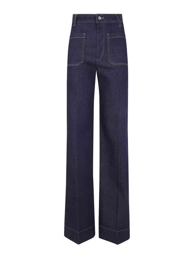Victoria Beckham Alina 34 Patch Pocket Jeans In Indigo Rinse In Blue