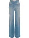 Victoria Beckham 'alina' Blue Jeans With Pockets And Logo Applied On The Front In Blue