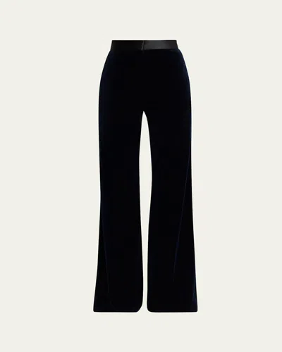 Victoria Beckham Alina Tailored Velvet Flare Trousers In Black
