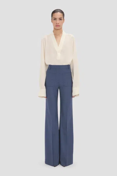 Victoria Beckham Alina Patch-pocket Tailored Trousers In Blue