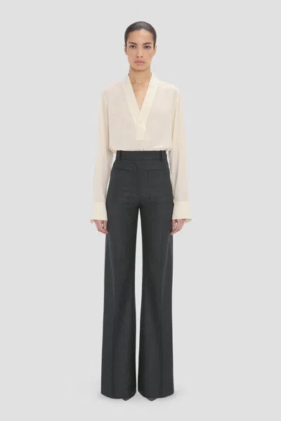 Victoria Beckham Alina Trouser In Grey Melange In Gray