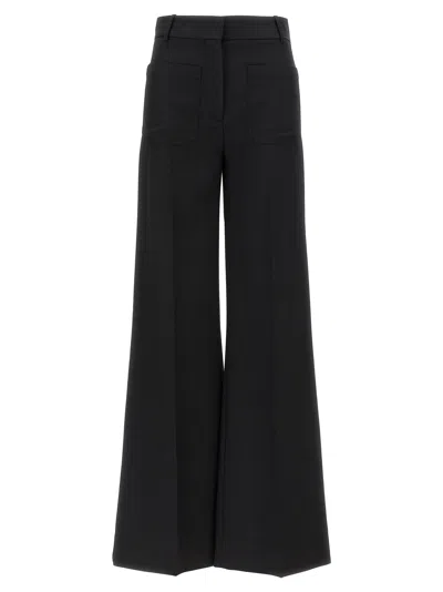 Victoria Beckham Alina Flared Wool-blend Trousers In Black