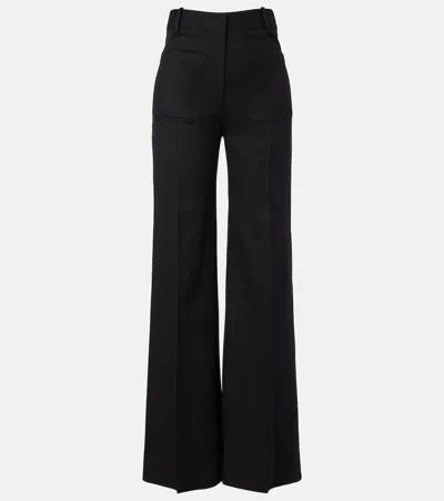 Victoria Beckham Alina Virgin Wool Flared Pants In Black