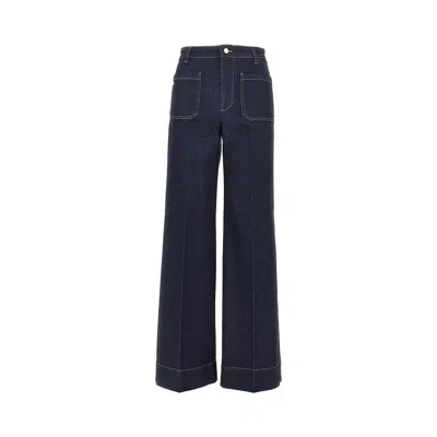 Victoria Beckham 'alina' Wide Leg Jeans In Blue
