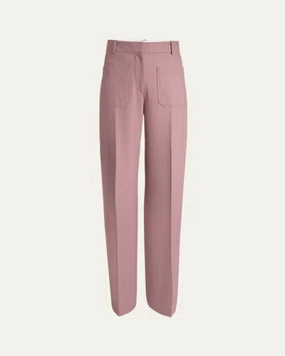 Victoria Beckham Alina Wide Leg Wool-blend Trousers In Purple