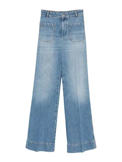 Victoria Beckham Alina Wide-leg Jeans In Blue Denim