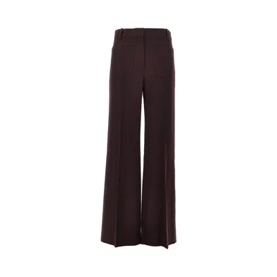 Victoria Beckham 'alina' Wool Flannel Pants In Brown