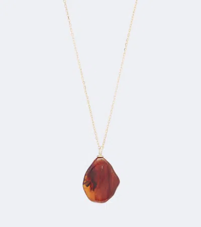 Victoria Beckham Ambra Gold-plated Pendant Necklace In Brown