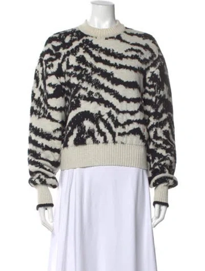 Pre-owned Victoria Beckham Animal Print Crew Neck Sweater In Black