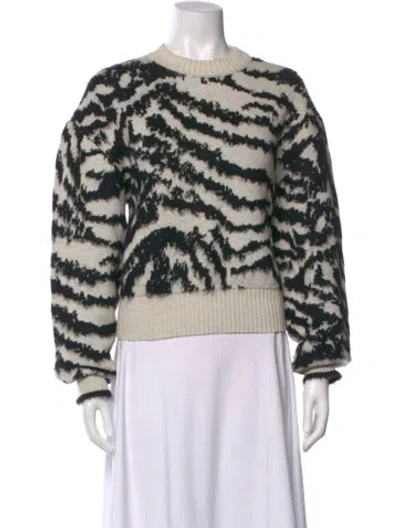 Pre-owned Victoria Beckham Animal Print Crew Neck Sweater In Black/white