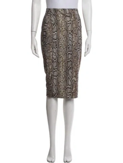 Pre-owned Victoria Beckham Animal Print Knee-length Skirt In Neutrals