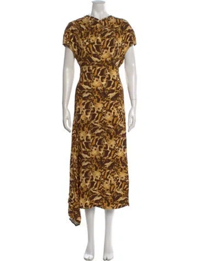 Pre-owned Victoria Beckham Animal Print Long Dress In Neutral