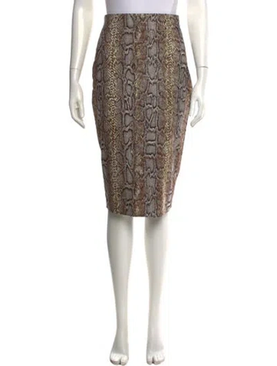 Pre-owned Victoria Beckham Animal Print Midi Length Skirt In Brown