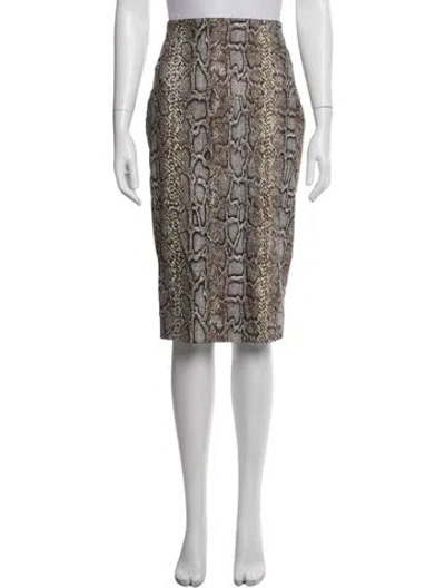 Pre-owned Victoria Beckham Animal Print Midi Length Skirt In White