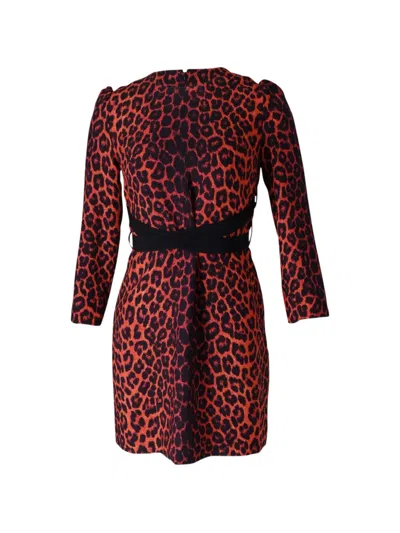 Pre-owned Victoria Beckham Animal-print Mini Dress In Red
