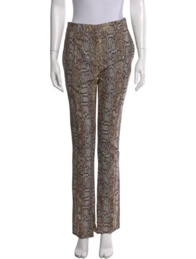 Pre-owned Victoria Beckham Animal Print Straight Leg Pants In Brown