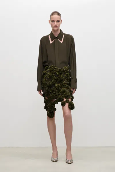 Victoria Beckham Applique Skirt In Green