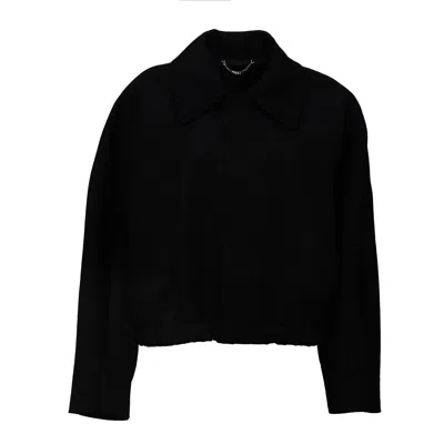 Victoria Beckham Arden Oversized Shoulder Gabardine Bomber Jacket In Black