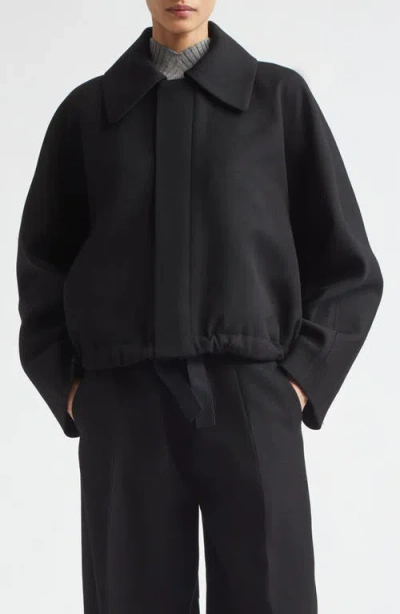 Victoria Beckham Collared Coat Long Sleeves Elasticated Hem In Black