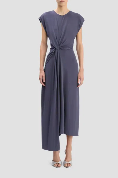 Victoria Beckham Aria Twist Waist Dress In Eclipse In Blue