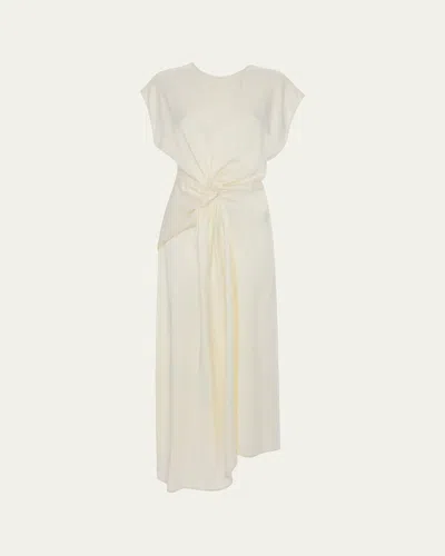Victoria Beckham Womens Ivory Twist-waist Short-sleeve Satin Gown In Animal Print