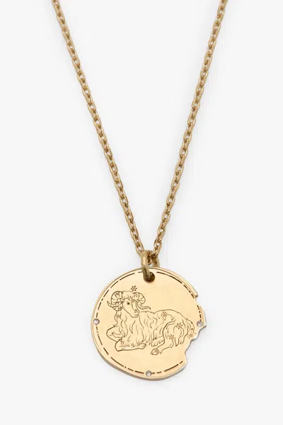 Victoria Beckham Aries Zodiac Necklace In Gray