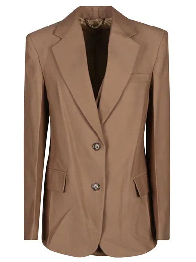 Victoria Beckham Asymetric Double Layer Jacket In Cammello