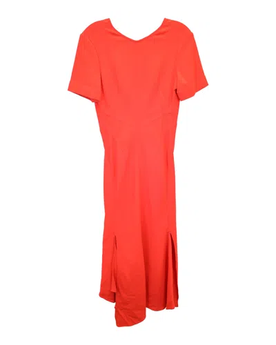Victoria Beckham Asymmetric Cady Midi Dress In Coral Viscose In Orange