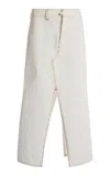 Victoria Beckham Asymmetric Denim Midi Skirt In White