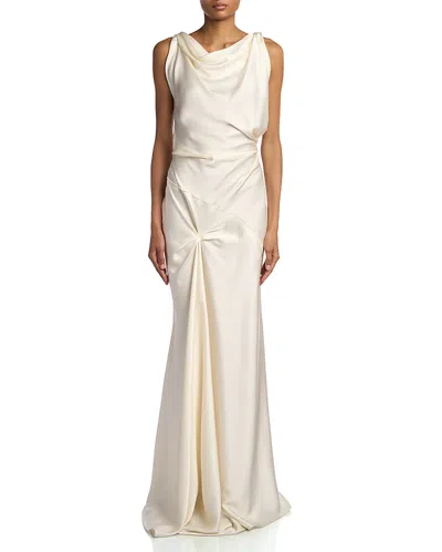 Victoria Beckham Asymmetric Drape Gown In White
