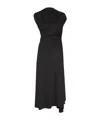 Victoria Beckham Asymmetric Fluid Drape Midi Dress In Black