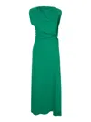 Victoria Beckham Green Long Dress With Pleated Details In Green
