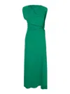 Victoria Beckham Asymmetric Draped Stretch-crepe Midi Dress In Green