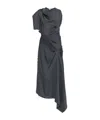 Victoria Beckham Asymmetric Draped Satin Midi Dress In Black