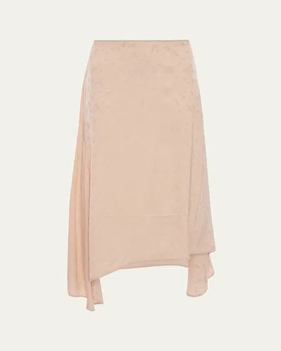 Victoria Beckham Asymmetric Draped Floral Jacquard Midi Skirt In Pink