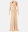 Victoria Beckham Asymmetric Draped Gown In Neutral