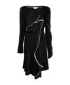 Victoria Beckham Two-tone Draped Crepe-satin Dress In Black