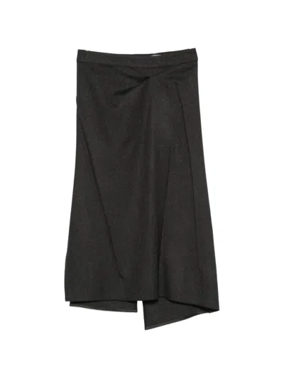 Victoria Beckham Asymmetric Draped Midi Skirt In Black