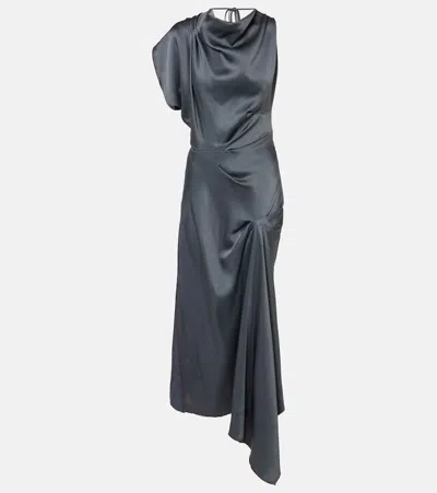 Victoria Beckham Robe Aus Satin In Grau