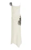 Victoria Beckham Asymmetric Draped Satin Gown In Ivory