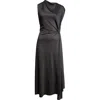 Victoria Beckham Twisted Knot Asymmetric Drape Midi Dress In Black